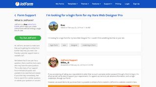 
                            8. I'm looking for a login form for my Xara Web Designer Pro - JotForm - Xara Portal