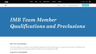 
                            4. IMB Team Member Qualifications and Preclusions - Imb Member Portal
