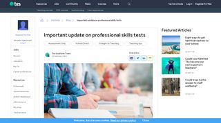 
                            8. Important update on professional skills tests | Tes - Qts Skills Test Booking Portal