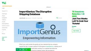 
                            2. ImportGenius: The Disruptive Shipping Database | TechCrunch - Import Genius Sign In