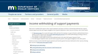 Income withholding of support payments - Minnesota.gov - Mn Child Support Employer Portal