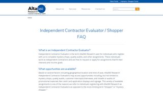 
                            5. Independent Contractor Evaluator / Shopper FAQ - Alta360 Research ... - Alta 360 Client Portal
