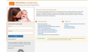 
                            6. INDIANA e-Child Care Parent/Guardian Web Portal - Electronic Child Care Portal