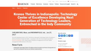 
Indianapolis Technology Center of Excellence ... - Kronos
