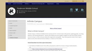 
                            3. Infinite Campus - Piedmont Middle School - Berryessa Union ... - Sierramont Middle School Infinite Campus Portal