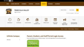 
                            1. Infinite Campus / Welcome - Temecula Valley Unified School District - Tvhs Parent Portal