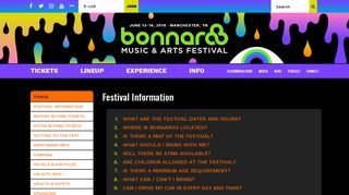 
                            6. Information – Bonnaroo Music & Arts Festival - Bonnaroo Portal