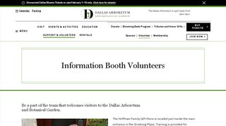 
                            2. Information Booth Volunteers | Dallas Arboretum and ... - Dallas Arboretum Volunteer Portal