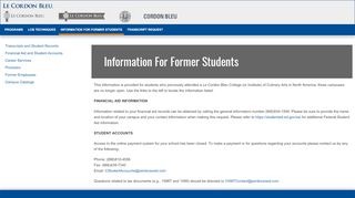 
                            6. Information For Former Students - Le Cordon Bleu - Le Cordon Bleu Student Portal Portal