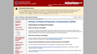 
                            3. Information for Medical Providers - Division of Federal ... - Usdl Provider Portal