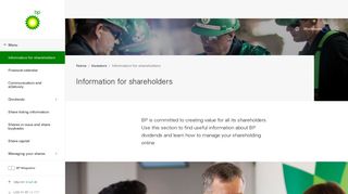 Information for shareholders | Investors | Home - BP - Bp Shareholder Login
