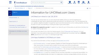 
                            2. Information for UHCWest.com Users | UHCprovider.com - United Healthcare West Portal