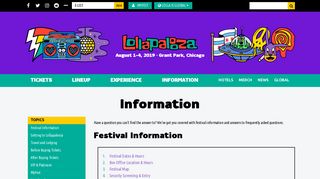 
                            3. Information – Lollapalooza - Front Gate Tickets Portal Lollapalooza