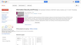 
                            12. Information Security and Privacy: 6th Australasian ... - Saegis Portal