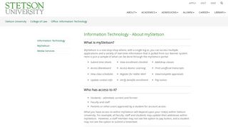
                            6. Information Technology - About myStetson - Stetson University - Stetson University Portal