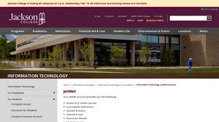 
                            1. Information Technology | JetNet Account - Jackson College - Jcc Jetnet Portal