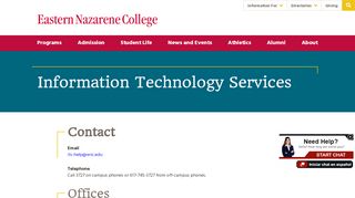 Information Technology Services | Eastern Nazarene College - Ecu Portal Portal
