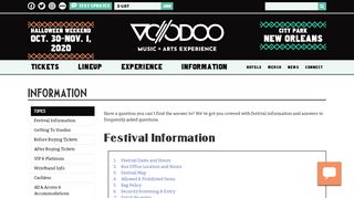 
                            3. Information – Voodoo Music + Arts Experience - Voodoo Sign Up