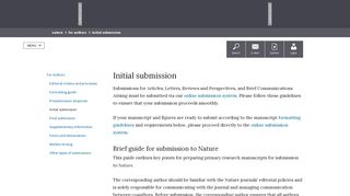 Initial submission | Nature - Nature Submission Portal