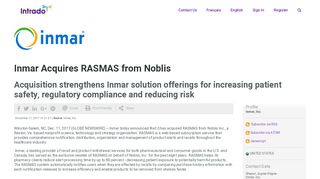 
                            7. Inmar Acquires RASMAS from Noblis - Globe Newswire