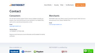 
                            5. Instadebit > Contact - Instadebit Portal