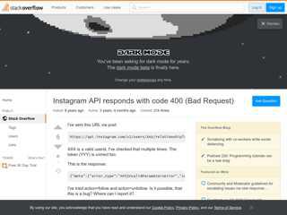 
                            2. Instagram API responds with code 400 (Bad Request) - Stack ...
