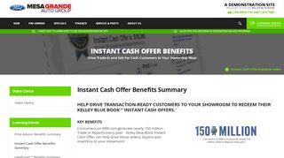 
Instant Cash Offer Benefits Summary - Kelley Blue Book Product Demo
