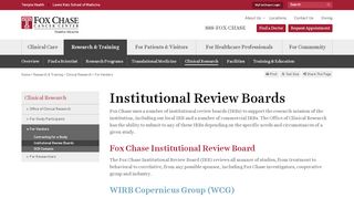
Institutional Review Boards | Fox Chase Cancer Center ...  
