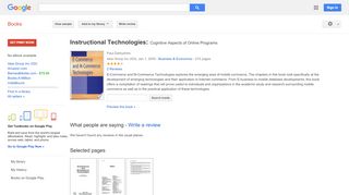 
Instructional Technologies: Cognitive Aspects of Online Programs  
