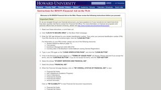 
Instructions for BISON Financial Aid on the Web - Howard ...  
