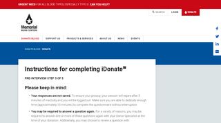 
                            4. Instructions for completing iDonate | Memorial Blood Centers - Memorial Blood Center Portal