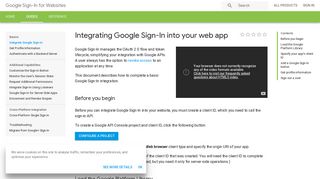 
Integrating Google Sign-In into your web app  
