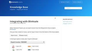 
Integrating with Blinksale - Teamwork Projects Support  
