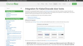 
Integration for Kaba/Oracode door locks - OwnerRez  
