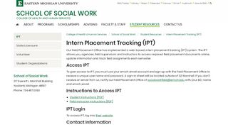 
                            7. Intern Placement Tracking (IPT) - Social Work - Runipt Login
