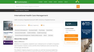 
International Health Care Management at IUBH University of ...  
