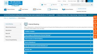 Internet Banking - Bank of Maharashtra - Mahaconnect Internet Banking Portal