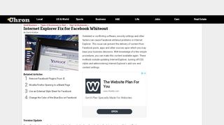 
                            2. Internet Explorer Fix for Facebook Whiteout | Chron.com - Facebook Portal Internet Explorer Cannot Display The Webpage
