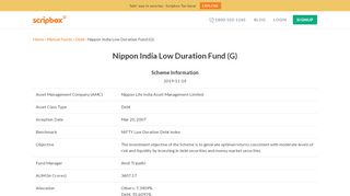 
                            8. Invest in Nippon India Low Duration Fund (G)-growth | Debt ... - Reliance Money Manager Fund Portal