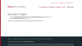 
                            8. Investor Login - Hines Securities - Sw Securities Portal