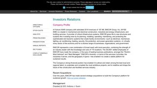 
Investors Relations: Company Profile - EMCOR Group, Inc.  
