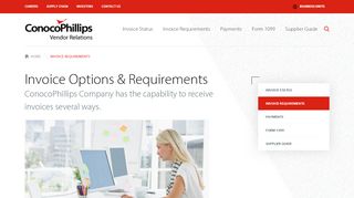 
Invoice Requirements | ConocoPhillips Vendor Relations
