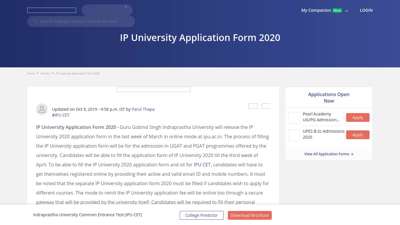 
                            5. IP University Application Form 2020, IPU CET - Apply ...