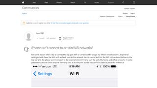 
iPhone can't connect to certain WiFi … - Apple Community  
