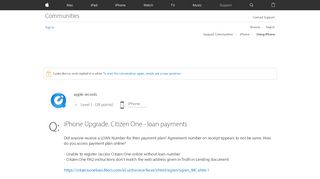 iPhone Upgrade. Citizen One - loan payme… - Apple Community