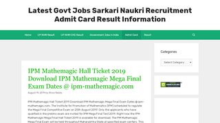 
                            4. IPM Mathemagic Hall Ticket 2019 IPM Mega Final Exam 25 ... - Ipm Mathemagic Portal