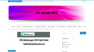
                            8. IPM Mathemagic Hall Ticket 2019{Sample Papers Portal - Ipm Mathemagic Portal