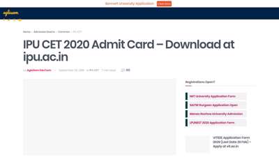 
                            7. IPU CET 2020 Admit Card - Download at ipu.ac.in