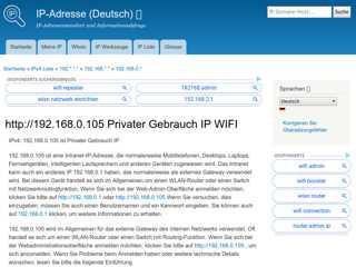 
                            6. IPv4: 192.168.0.105 Standort | IP Adresse (Deutsch)