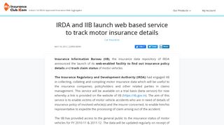 
                            3. IRDA and IIB launch web based service to track motor insurance details - Iib Portal Gov In